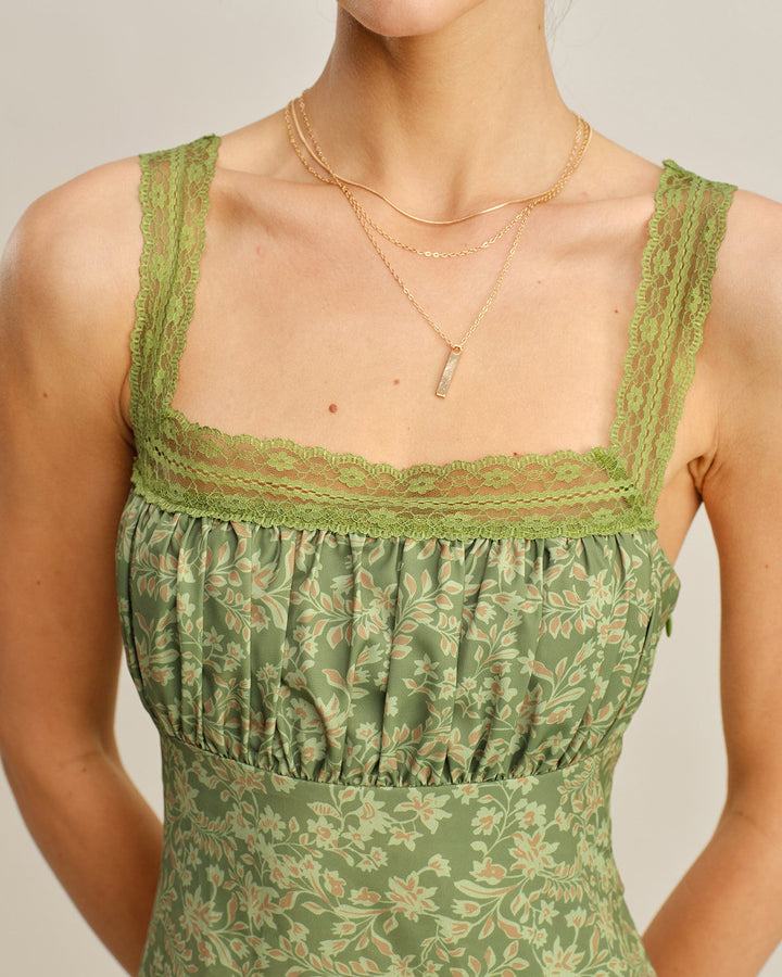 Morgan and Brooke | Floral Lace Maxi Dress in Green