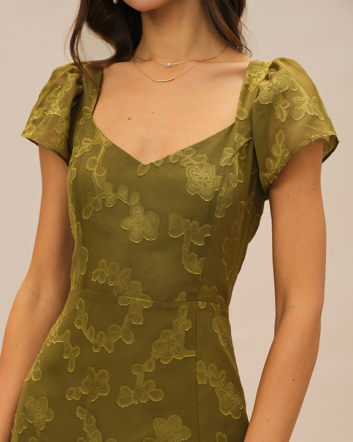 Morgan and Brooke | Green Jacquard Maxi Dress