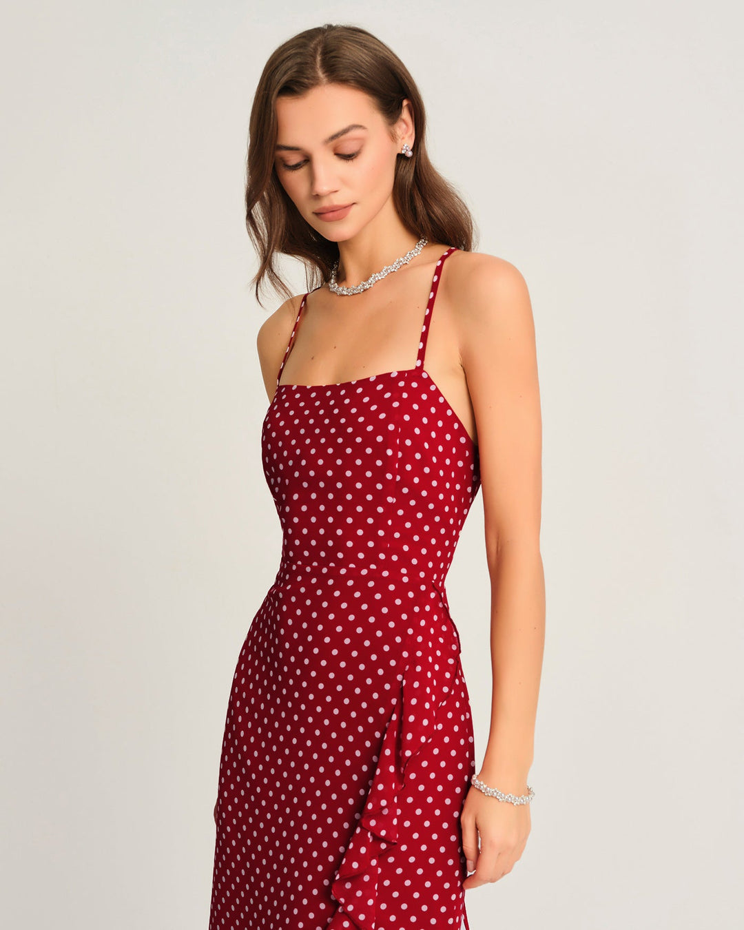 Morgan and Brooke | Red Polka Dot Maxi Dress