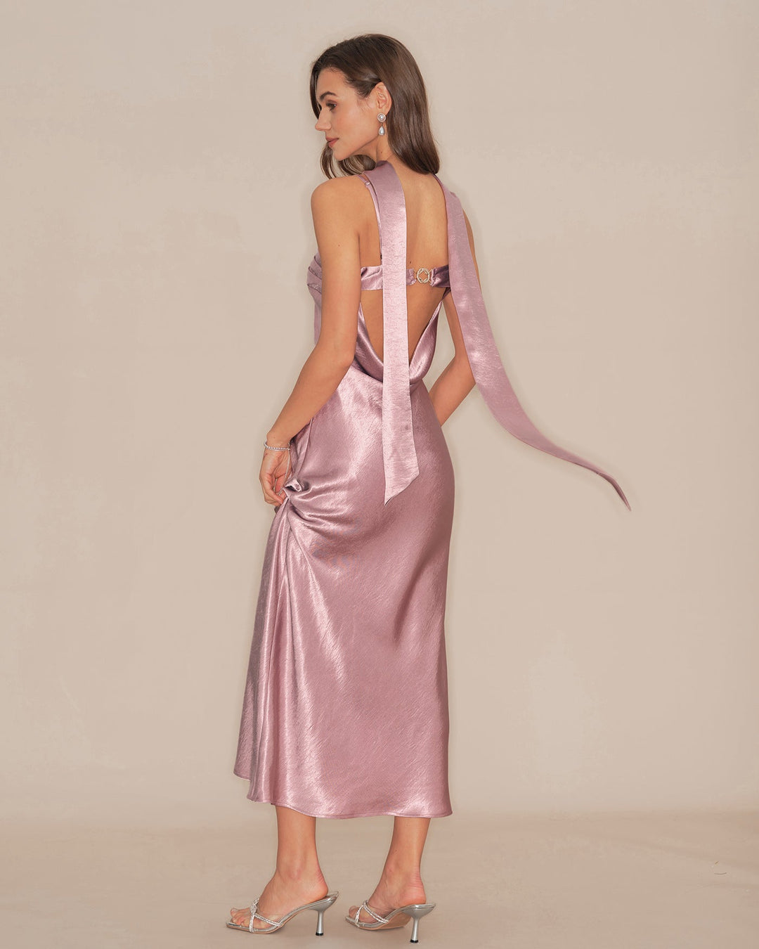 Morgan and Brooke | Satin Maxi Dress for Women in Pink