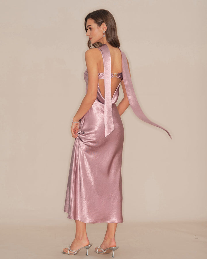 Morgan and Brooke | Satin Maxi Dress for Women in Pink