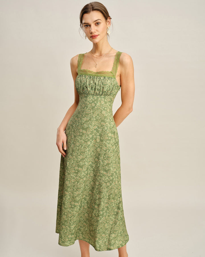 Morgan and Brooke | Floral Lace Maxi Dress in Green