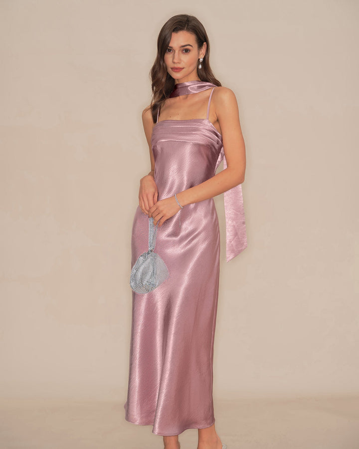Morgan and Brooke | Satin Maxi Dress for Women in Pink