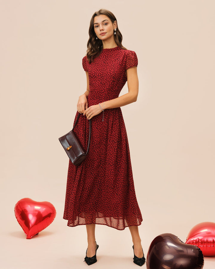 Morgan and Brooke | Cap Sleeve Floral Maxi Dress, Women's, Red