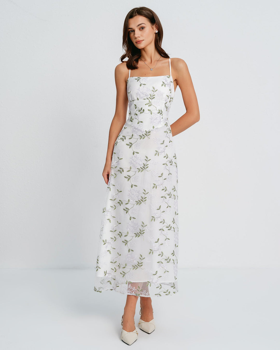 Morgan and Brooke | Floral Slip Maxi Dress in White