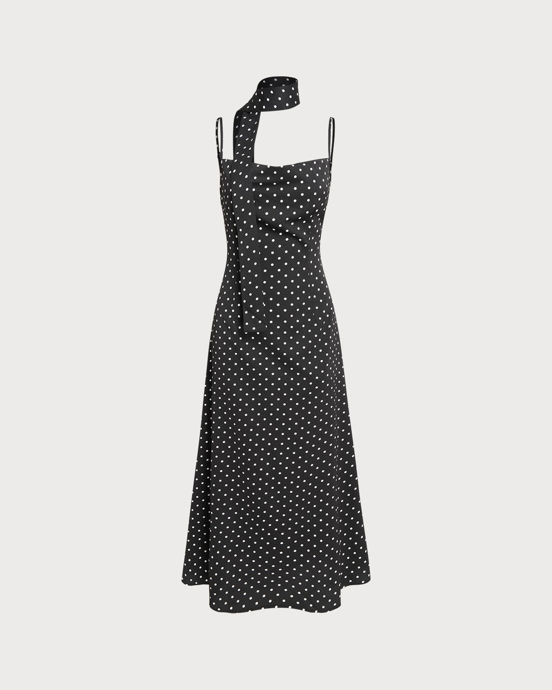 Morgan and Brooke | Black Polka Dot Cowl Neck Maxi Dress