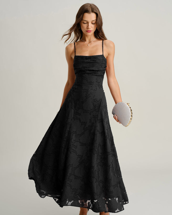 Morgan and Brooke | Jacquard Slip Maxi Dress for Women in Black