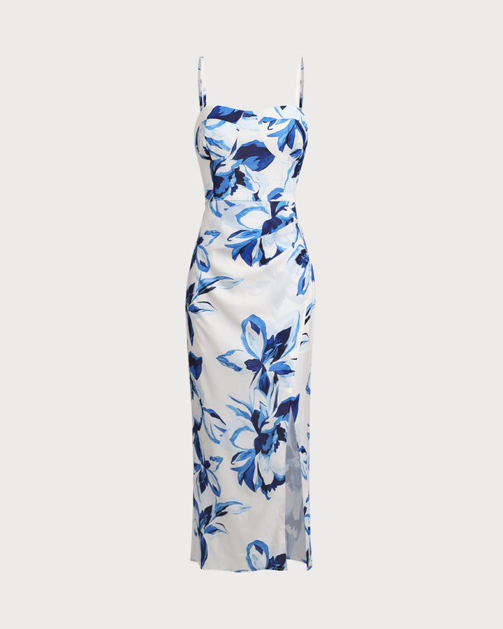 Morgan and Brooke | Floral Bohemian Maxi Dress for Women in Blue