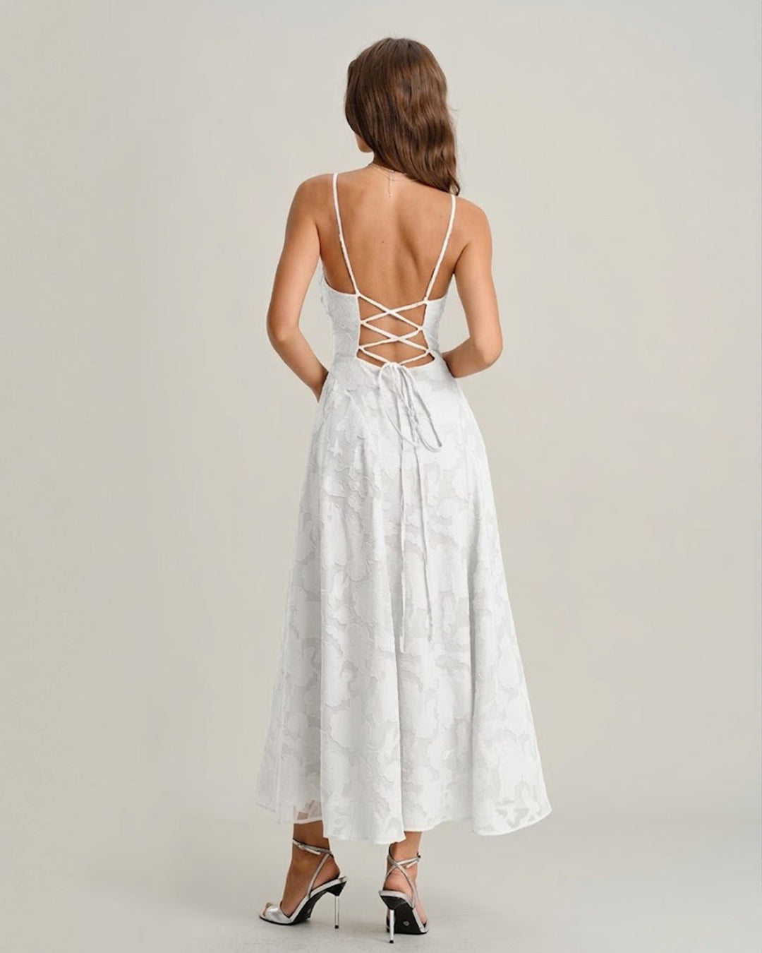 Morgan and Brooke | White Jacquard Slip Maxi Dress