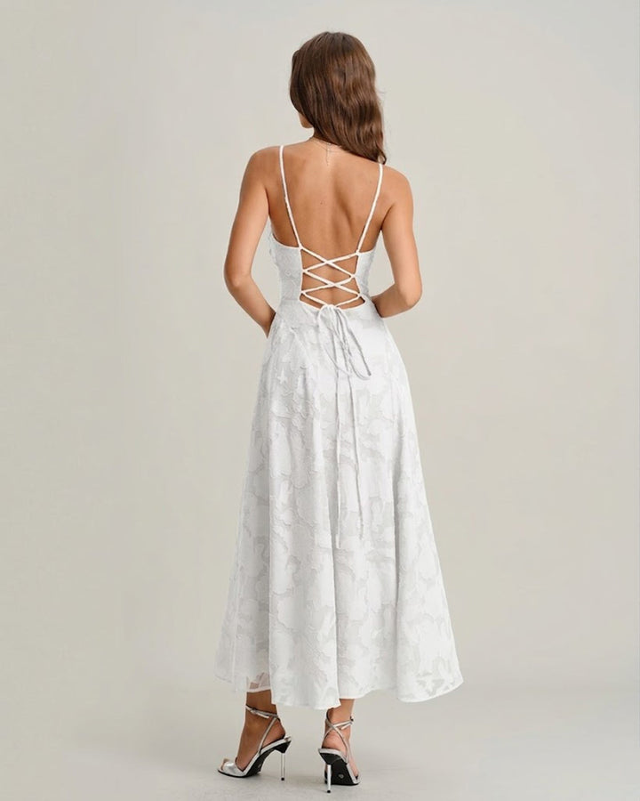 Morgan and Brooke | White Jacquard Slip Maxi Dress