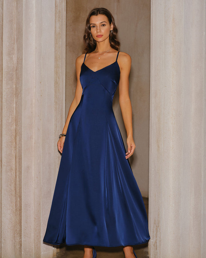 Morgan and Brooke | A-Line Slip Maxi Dress, Navy