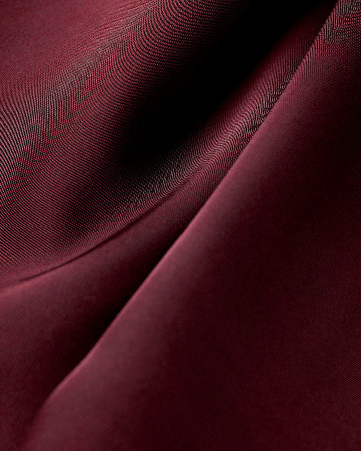 Morgan and Brooke | Satin A-Line Maxi Dress for Women in Wine Red