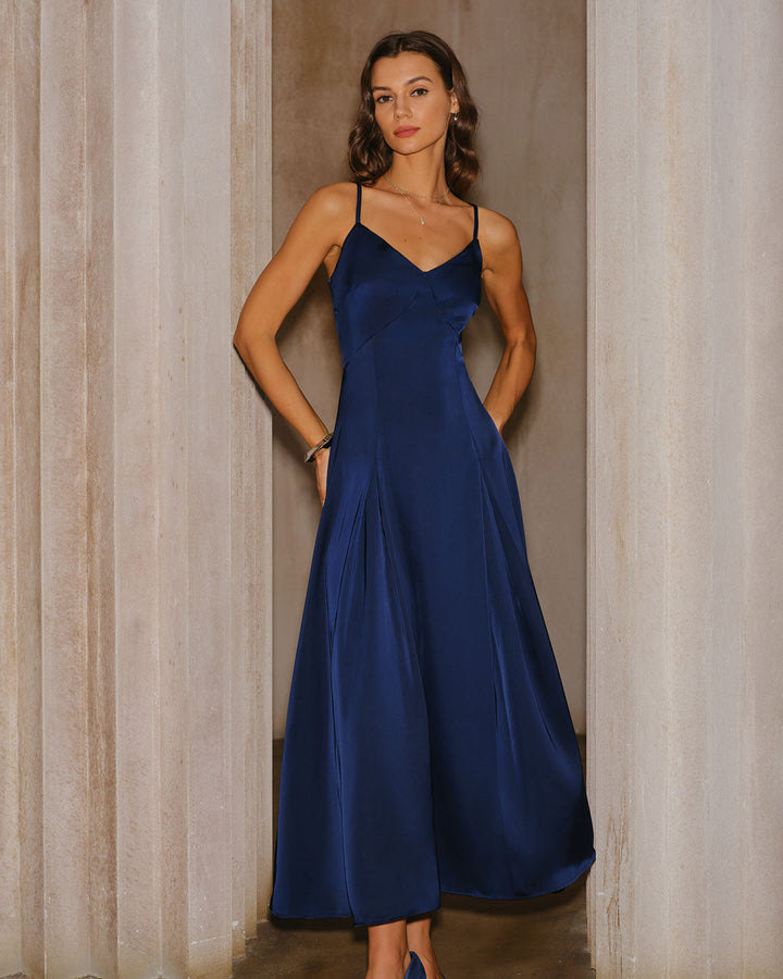 Morgan and Brooke | A-Line Slip Maxi Dress, Navy