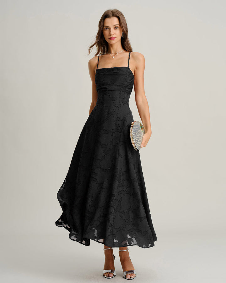 Morgan and Brooke | Jacquard Slip Maxi Dress for Women in Black
