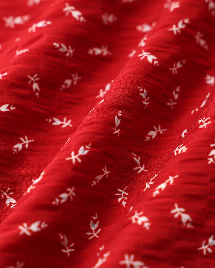 Morgan and Brooke | Floral V Neck Ruffle Maxi Dress for Women in Red