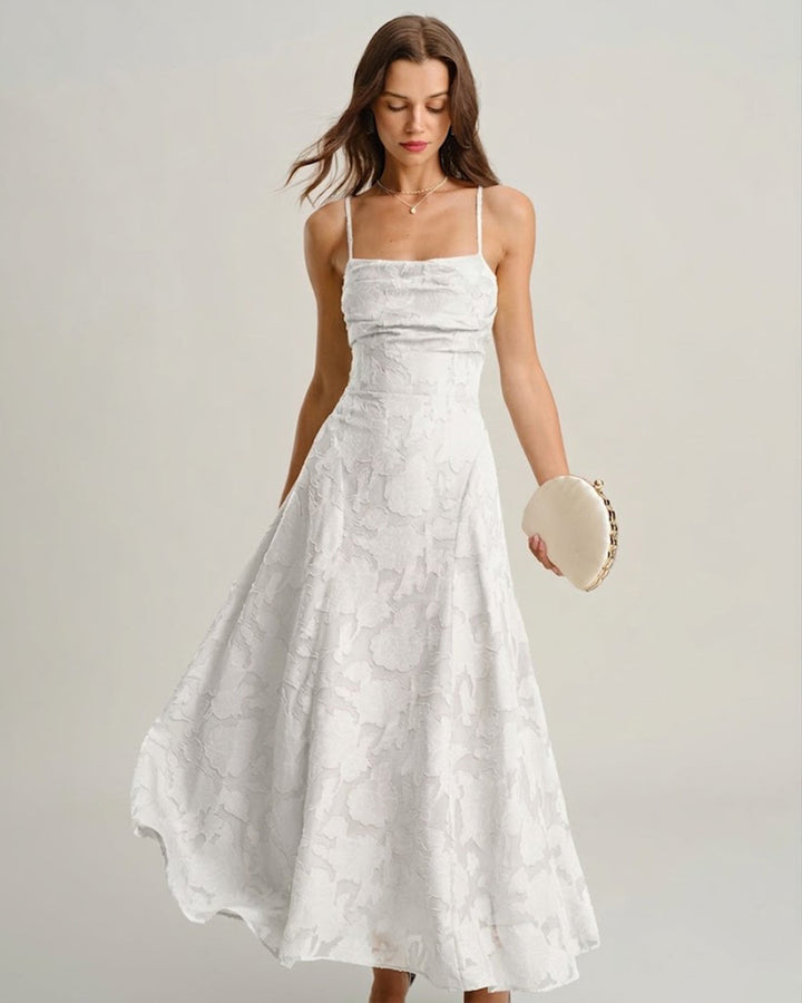 Morgan and Brooke | White Jacquard Slip Maxi Dress