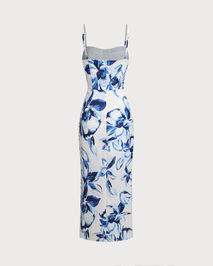 Morgan and Brooke | Floral Bohemian Maxi Dress for Women in Blue
