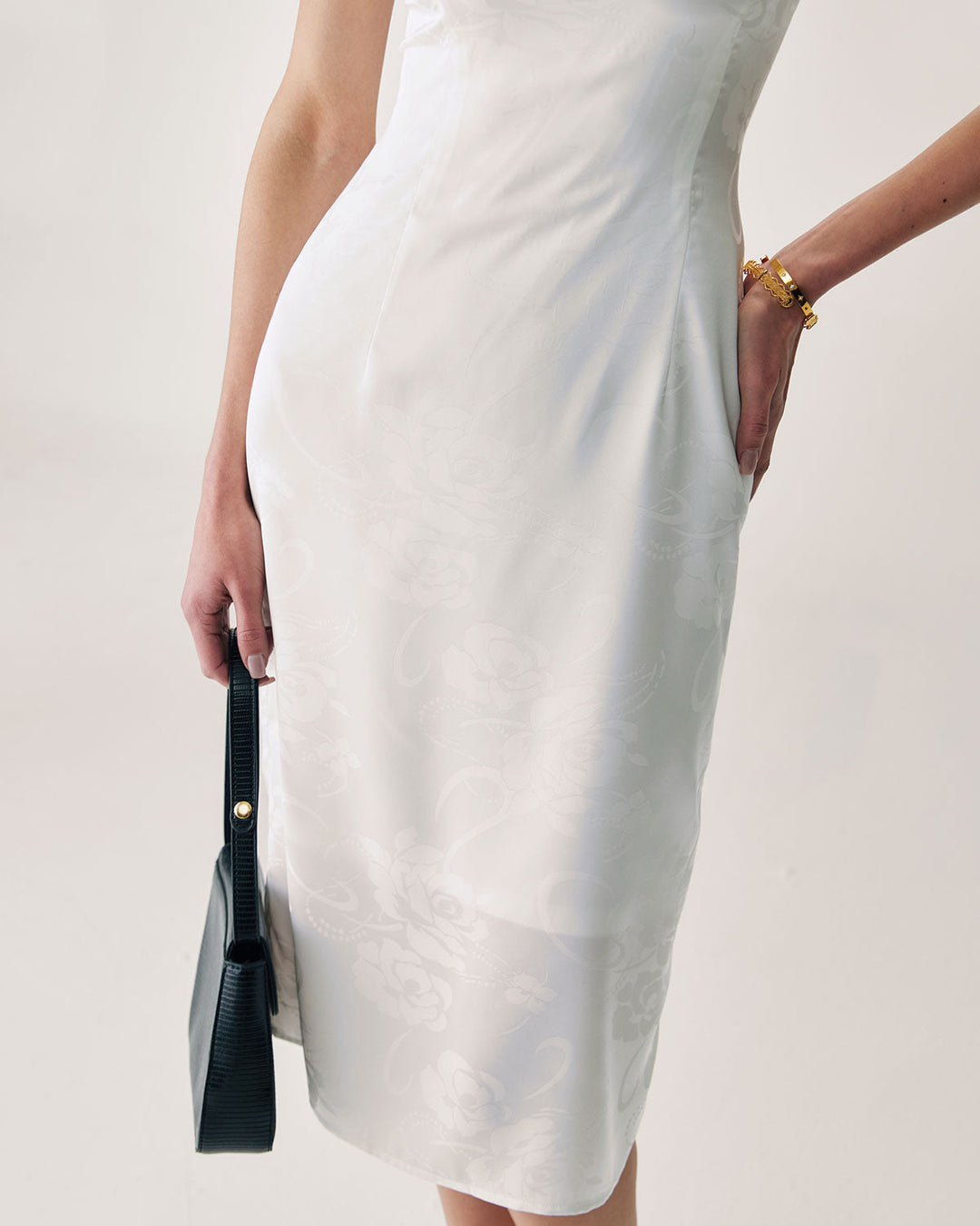 Morgan and Brooke | White Beaded Slip Midi Dress