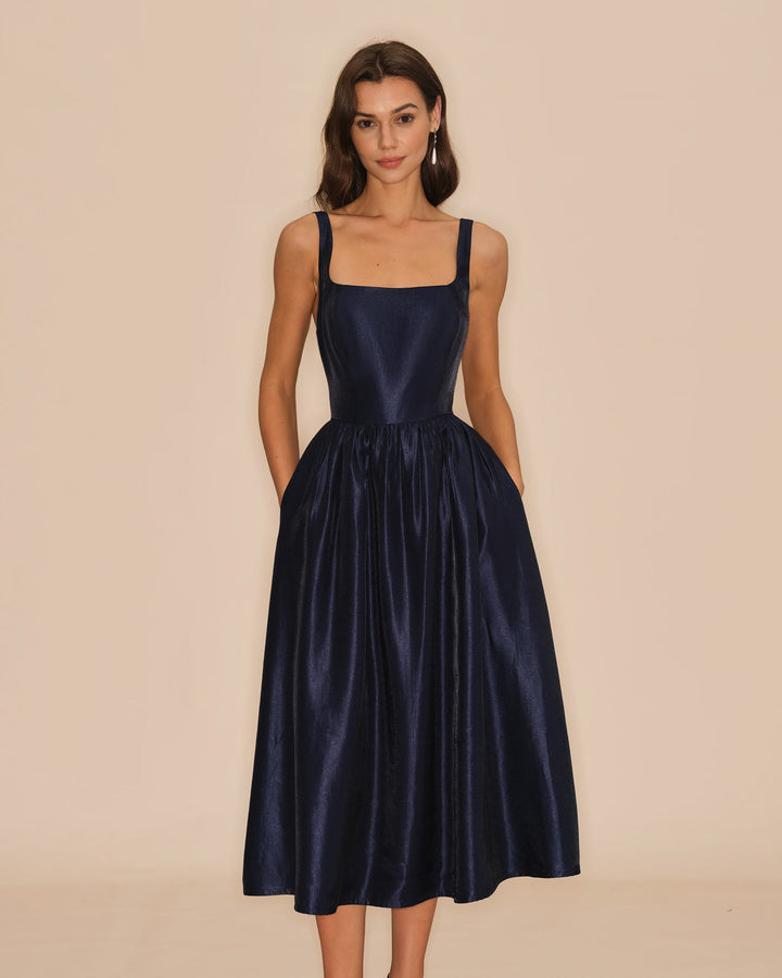 Morgan and Brooke | A-Line Midi Dress for Women in Blue