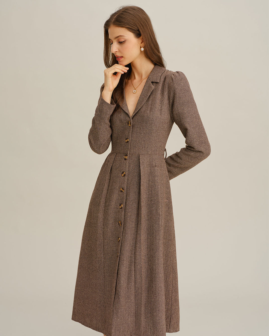 Morgan and Brooke | Brown A-Line Midi Dress