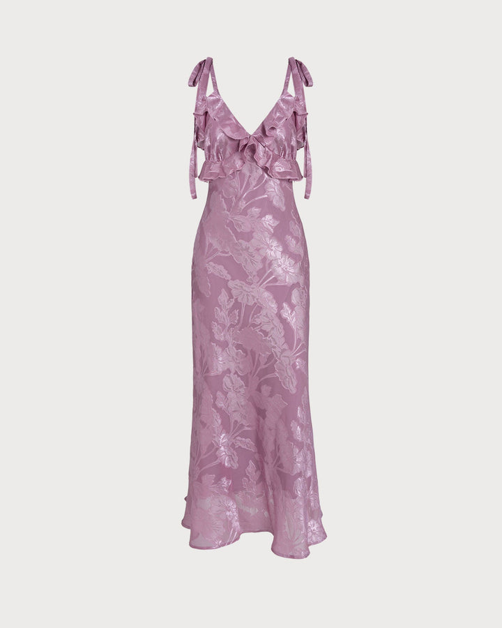 Morgan and Brooke | Jacquard Slip Maxi Dress for Women in Purple