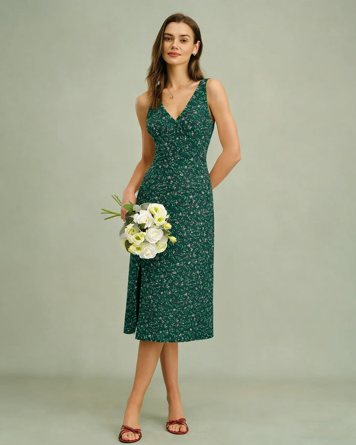 Morgan and Brooke | Floral Midi Dress for Women in Green