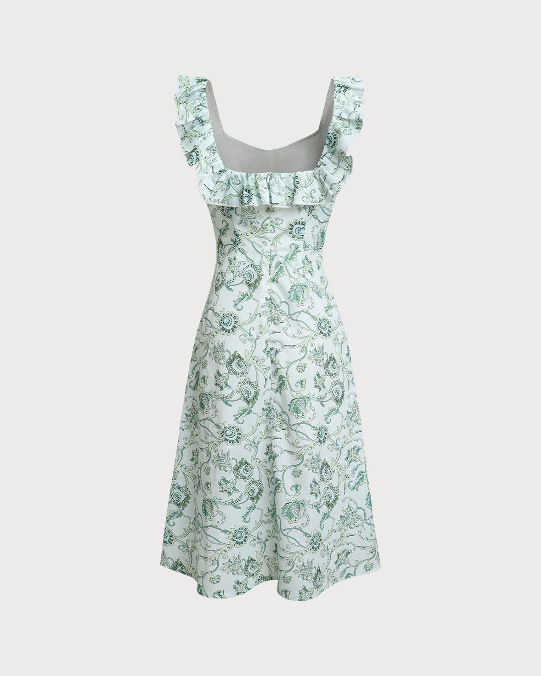 Morgan and Brooke | Floral Square Neck Ruched Midi Dress in Green
