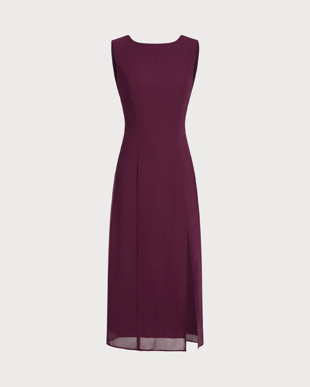 Morgan and Brooke | Wine Red Boat Neck Backless Midi Dress
