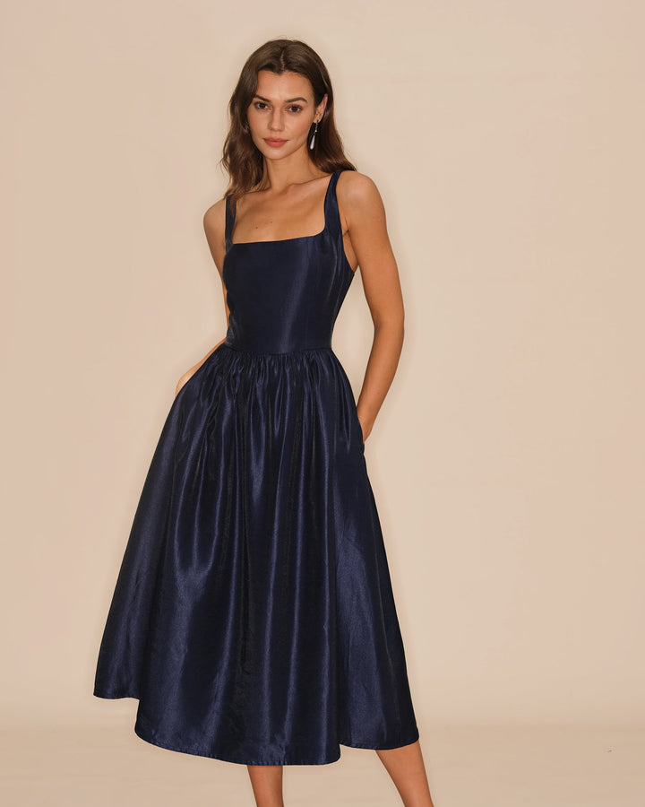 Morgan and Brooke | A-Line Midi Dress for Women in Blue