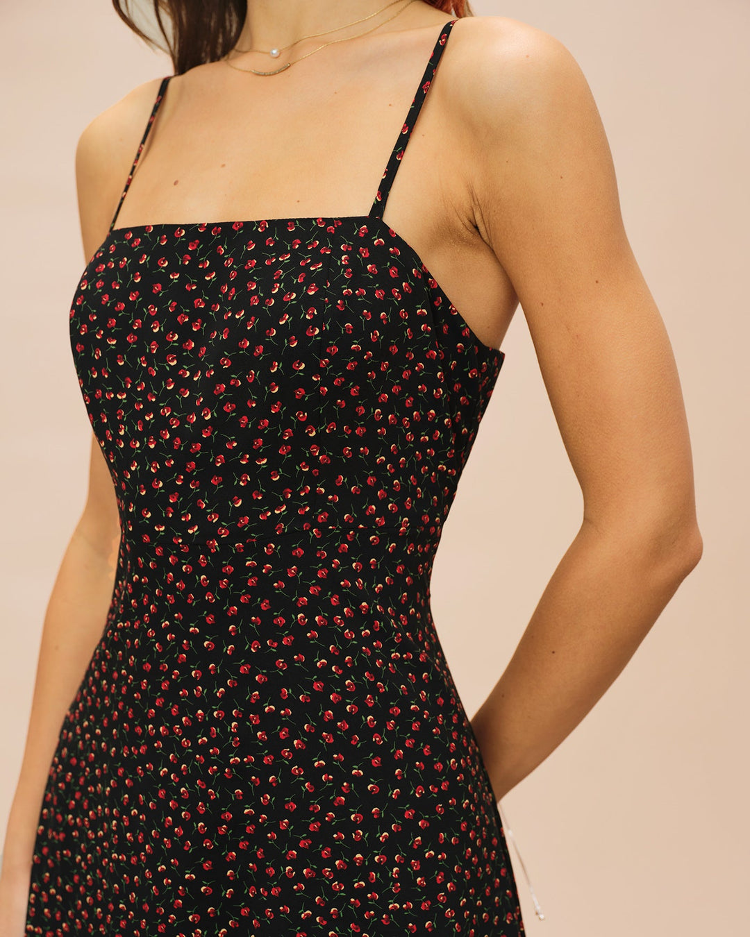 Morgan and Brooke | Floral A-Line Midi Dress for Women in Black