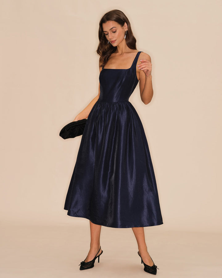 Morgan and Brooke | A-Line Midi Dress for Women in Blue