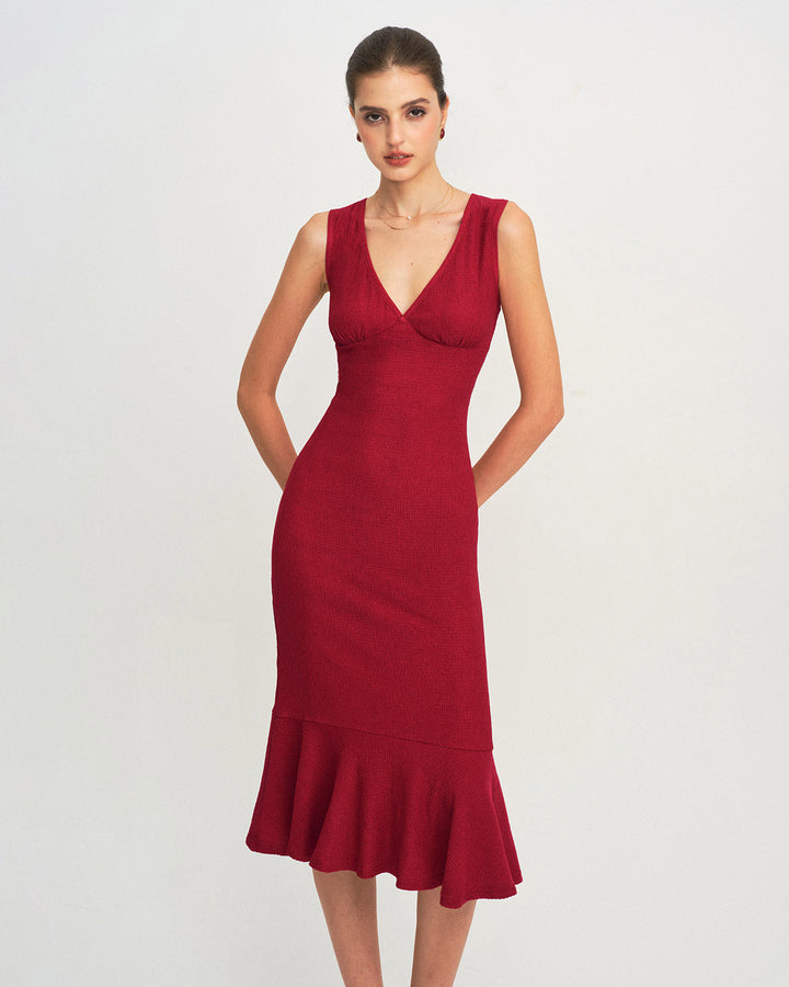 Morgan and Brooke | A-Line Midi Dress for Women in Red