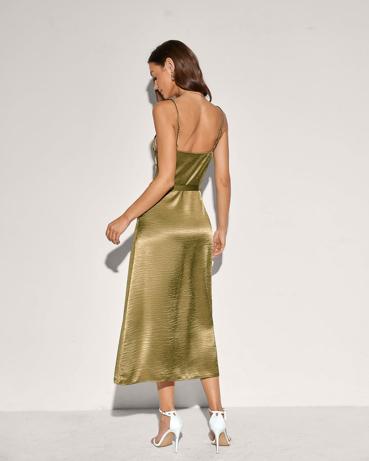 Morgan and Brooke | Green Slip Midi Dress