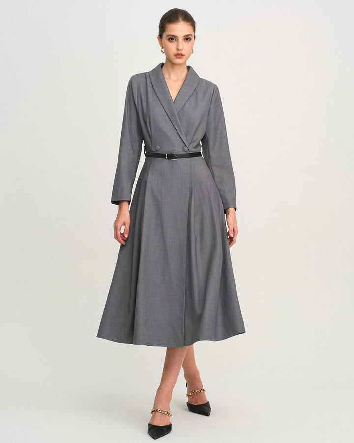 Morgan and Brooke | Grey A-Line Midi Dress