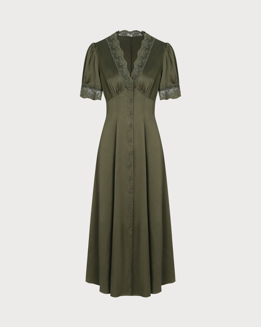 Morgan and Brooke | Lace Satin Midi Dress for Women in Green