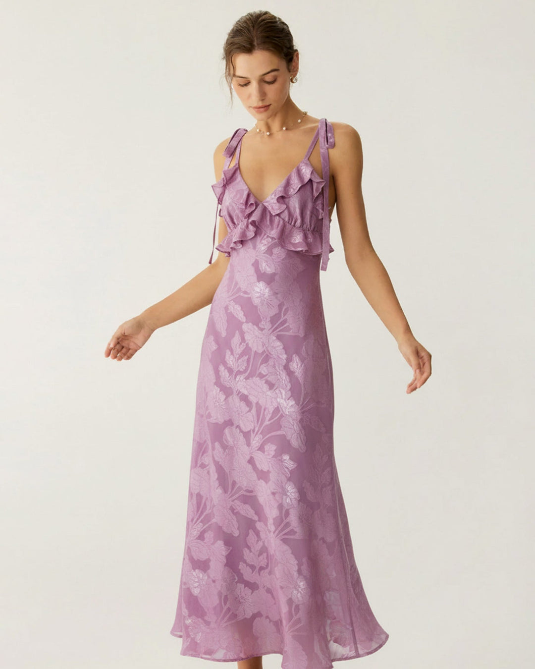 Morgan and Brooke | Jacquard Slip Maxi Dress for Women in Purple