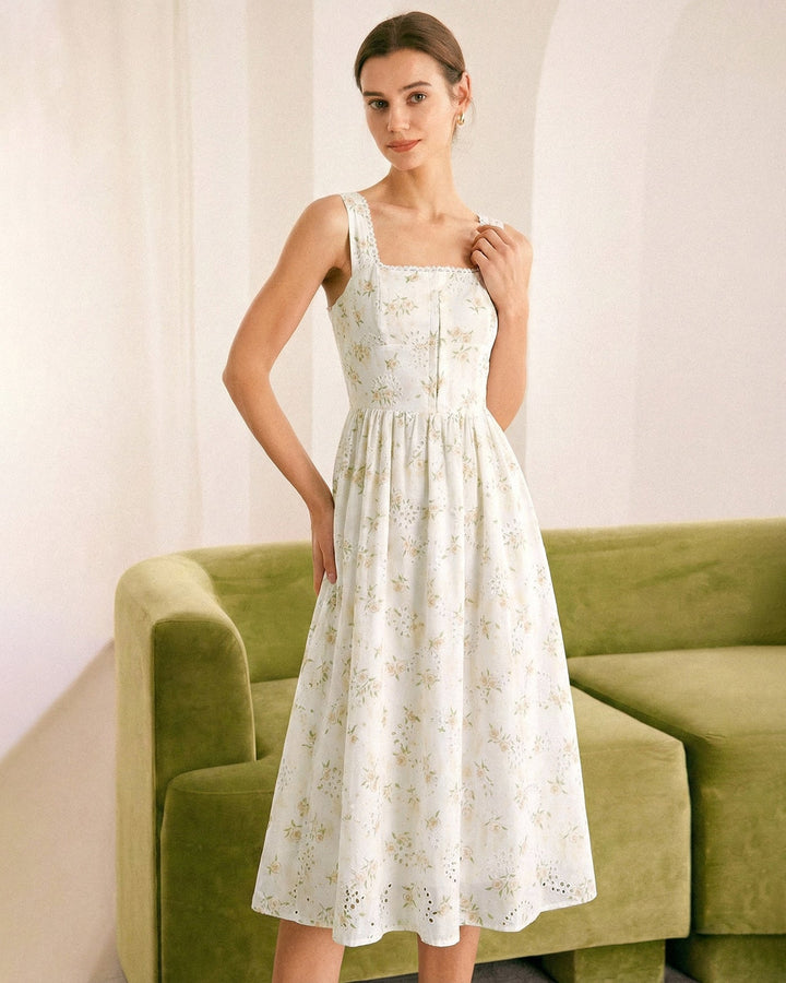 Morgan and Brooke | Floral Ruched Midi Dress for Women in Yellow