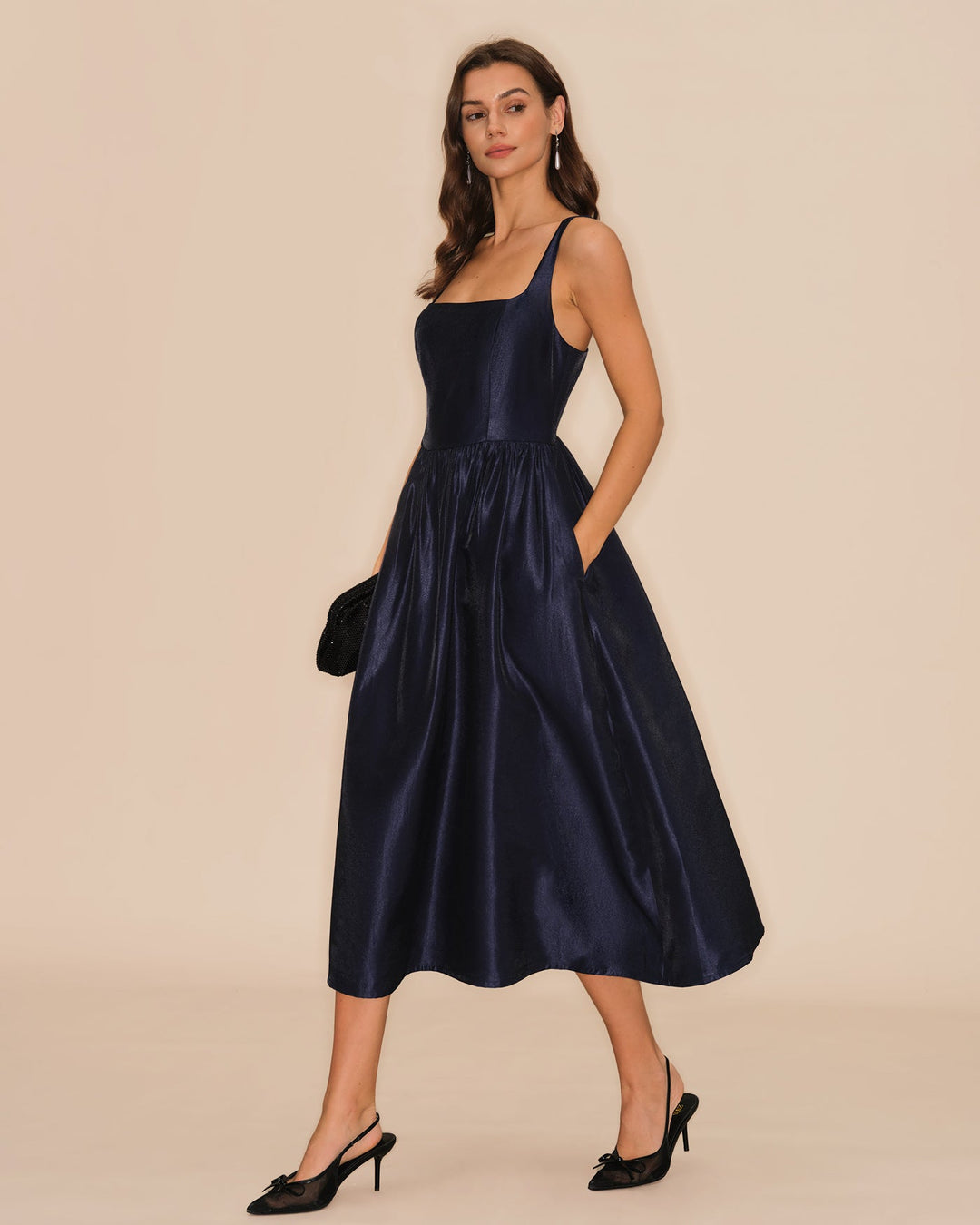 Morgan and Brooke | A-Line Midi Dress for Women in Blue