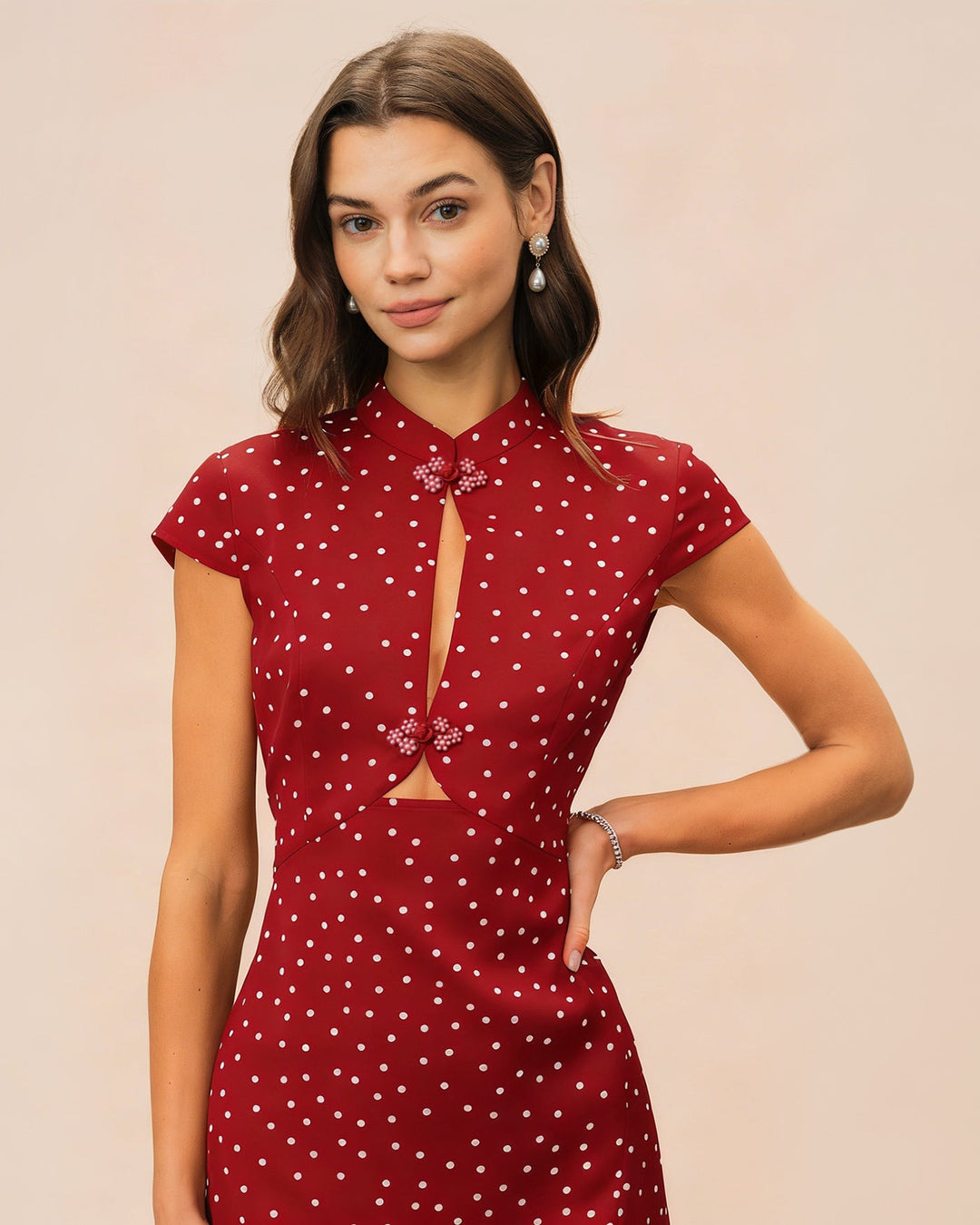 Morgan and Brooke | Red Polka Dot Midi Dress
