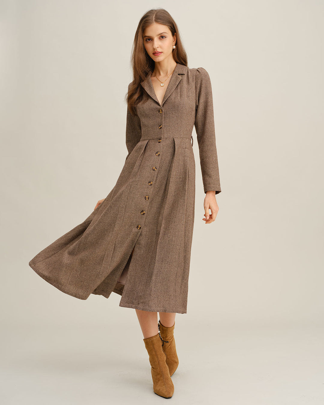 Morgan and Brooke | Brown A-Line Midi Dress