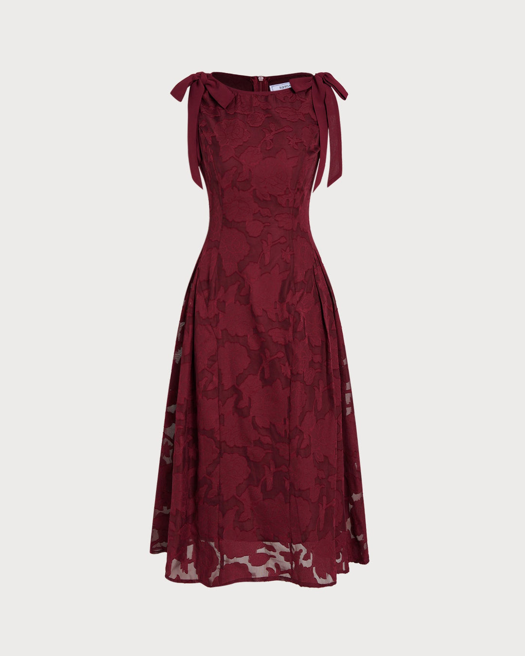 Morgan and Brooke | Jacquard Chiffon Midi Dress for Women in Red