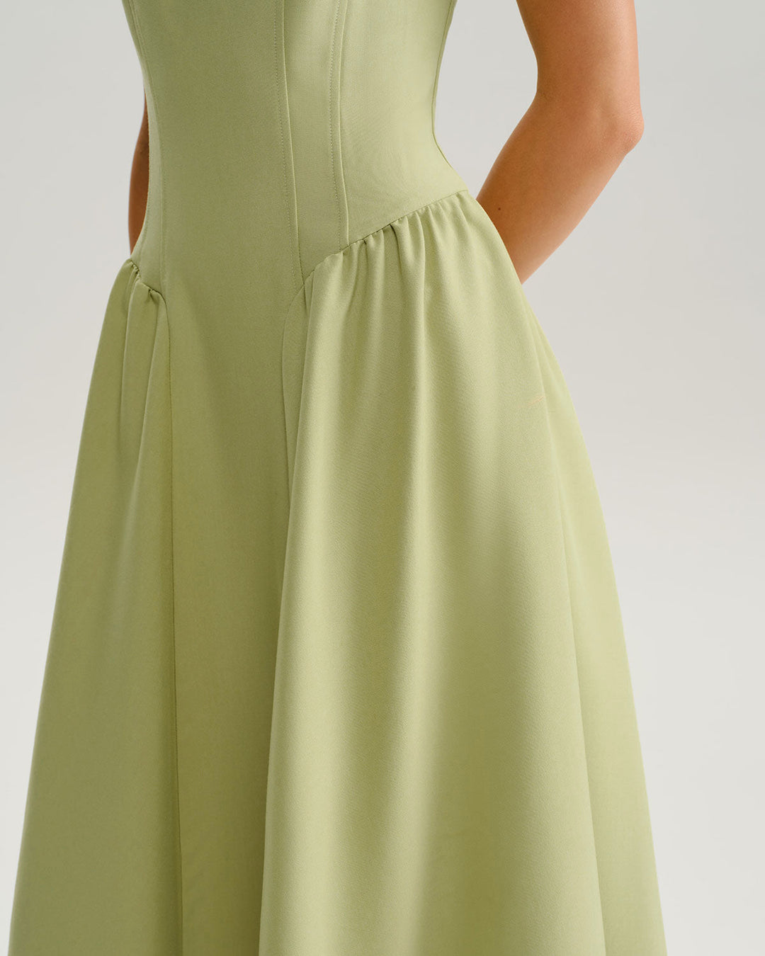 Morgan and Brooke | Sweetheart Neck Slip Midi Dress in Green
