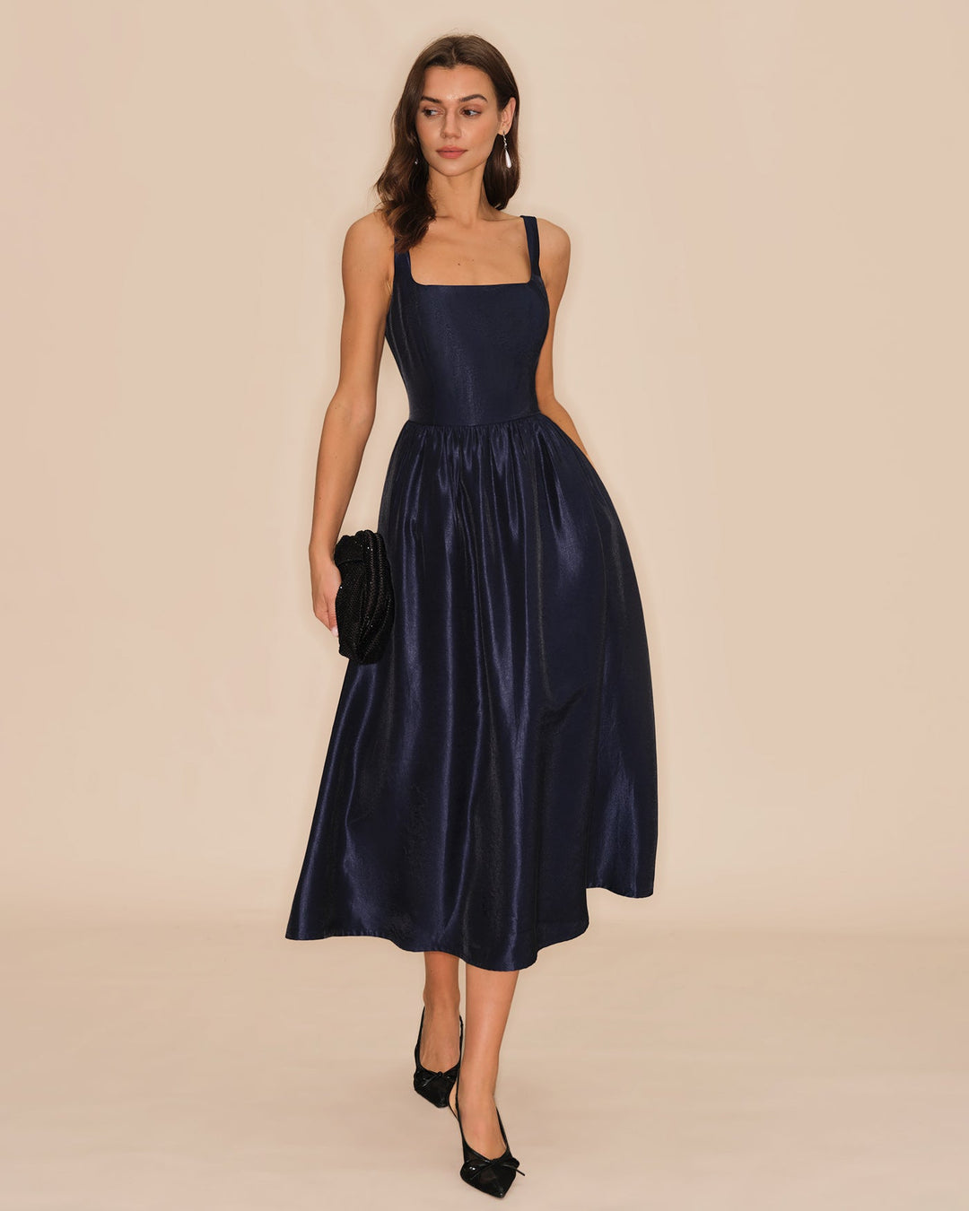 Morgan and Brooke | A-Line Midi Dress for Women in Blue