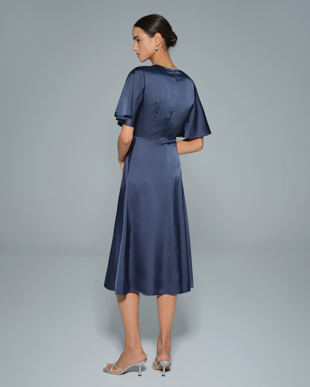 Morgan and Brooke | Satin Midi Dress for Women in Navy