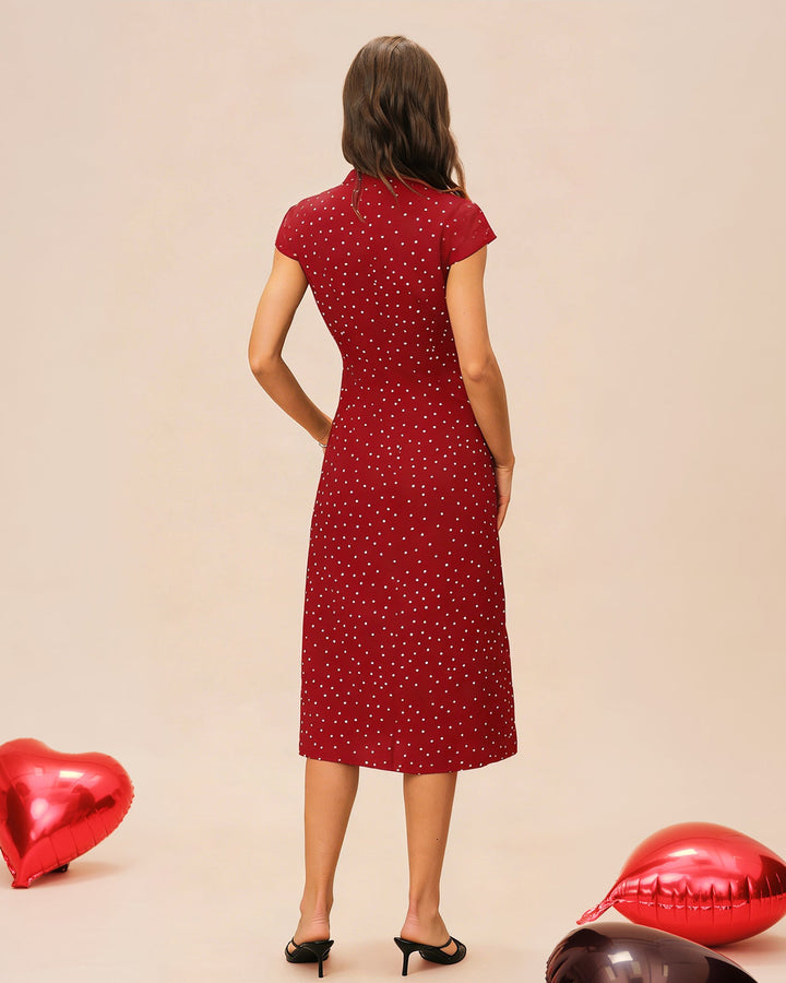 Morgan and Brooke | Red Polka Dot Midi Dress