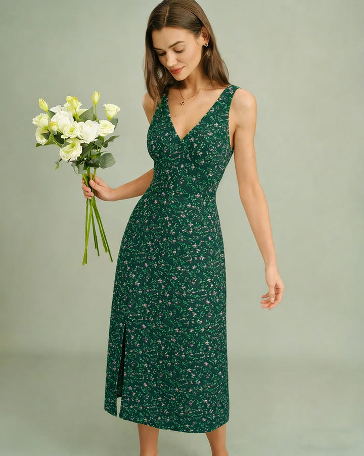 Morgan and Brooke | Floral Midi Dress for Women in Green
