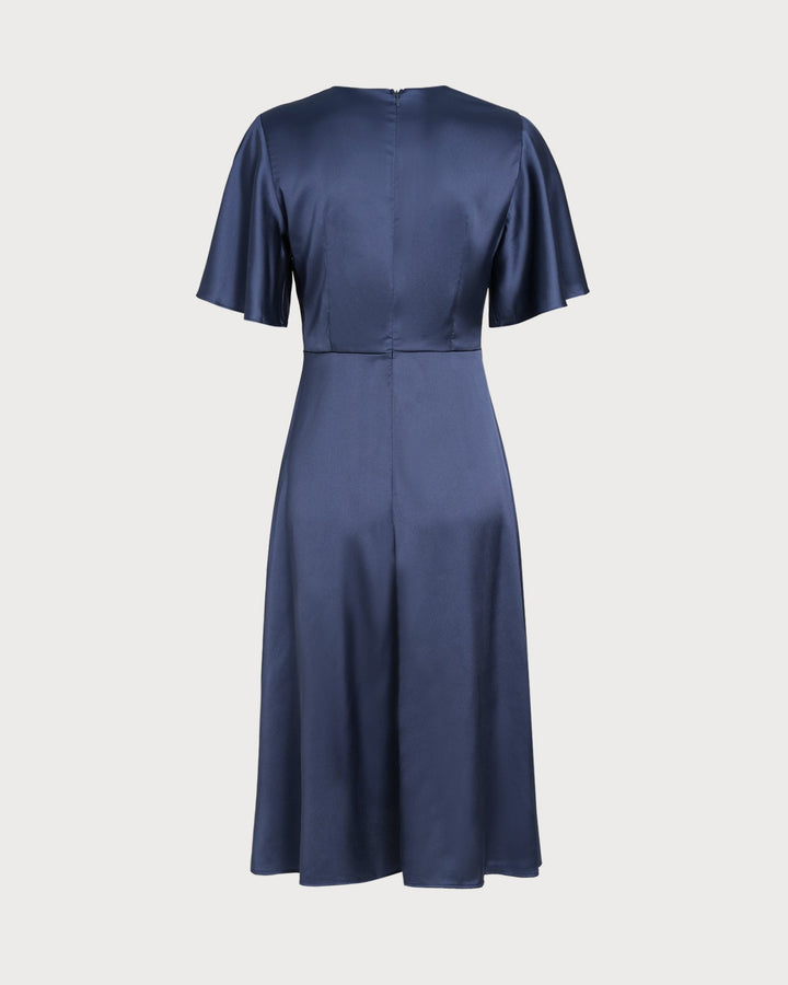 Morgan and Brooke | Satin Midi Dress for Women in Navy
