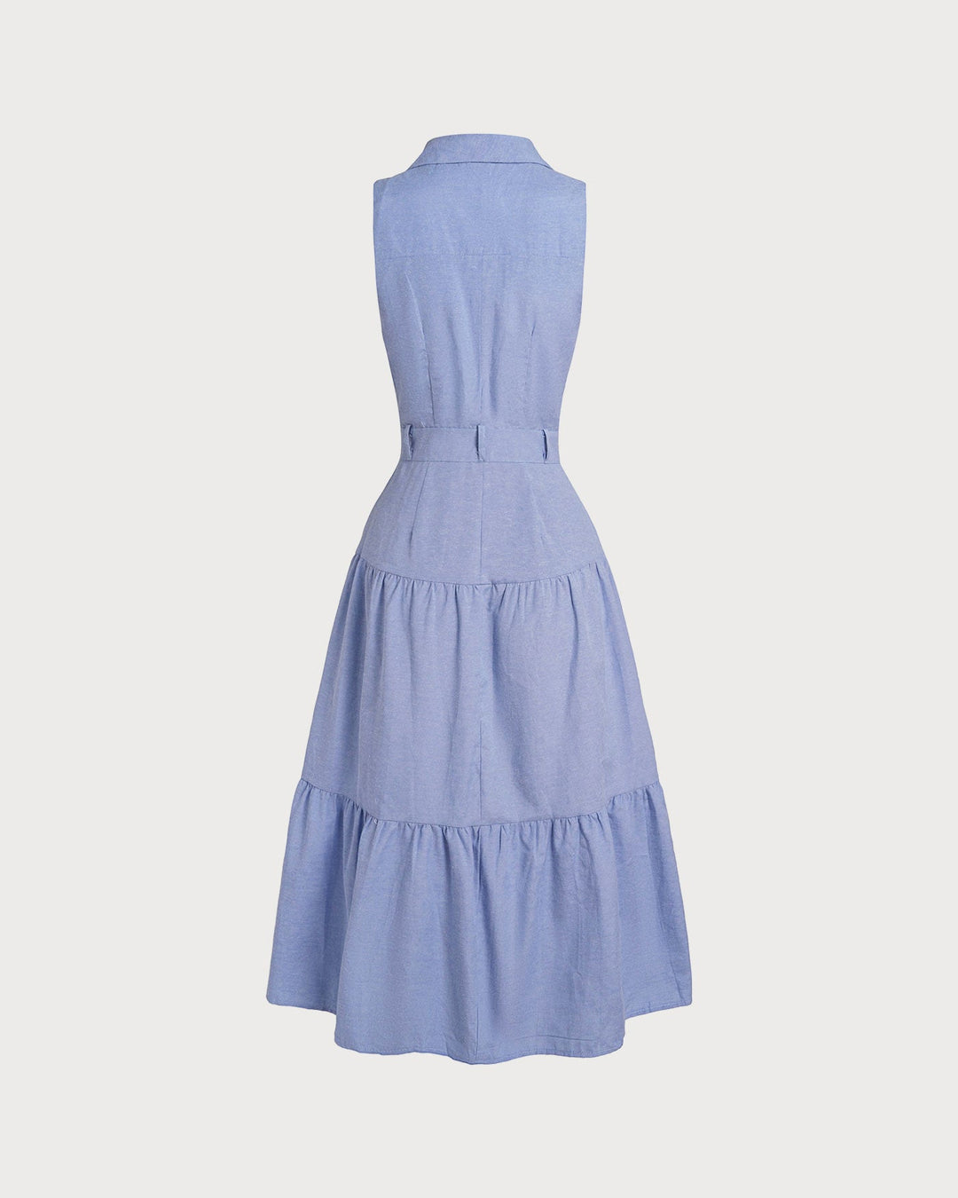 Morgan and Brooke | V Neck Button Midi Dress for Women in Blue