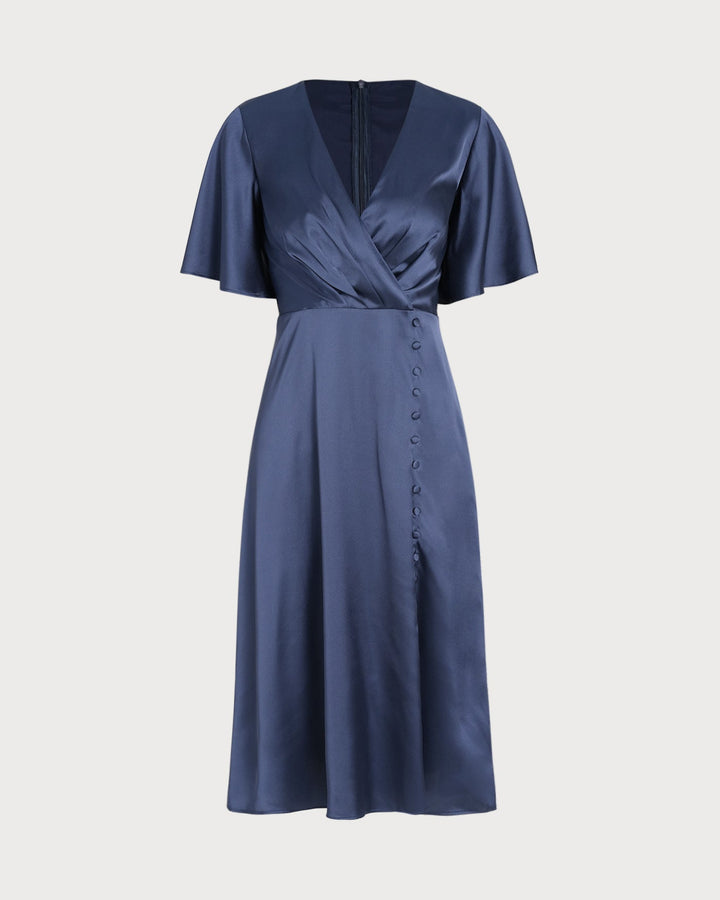 Morgan and Brooke | Satin Midi Dress for Women in Navy