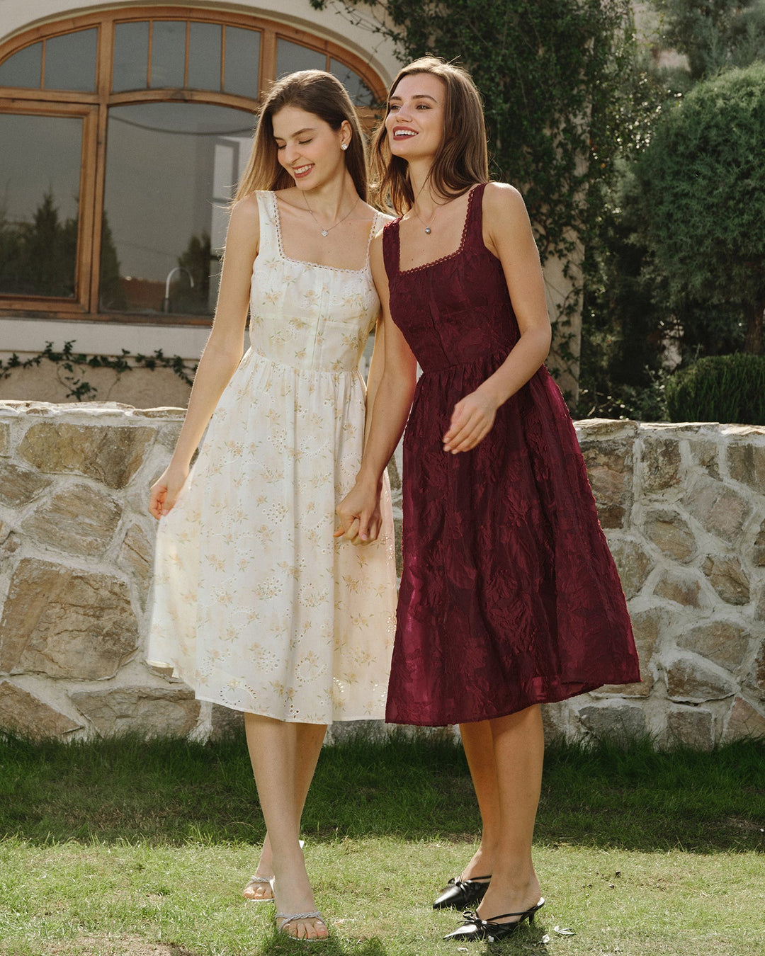 Morgan and Brooke | Floral Ruched Midi Dress for Women in Yellow